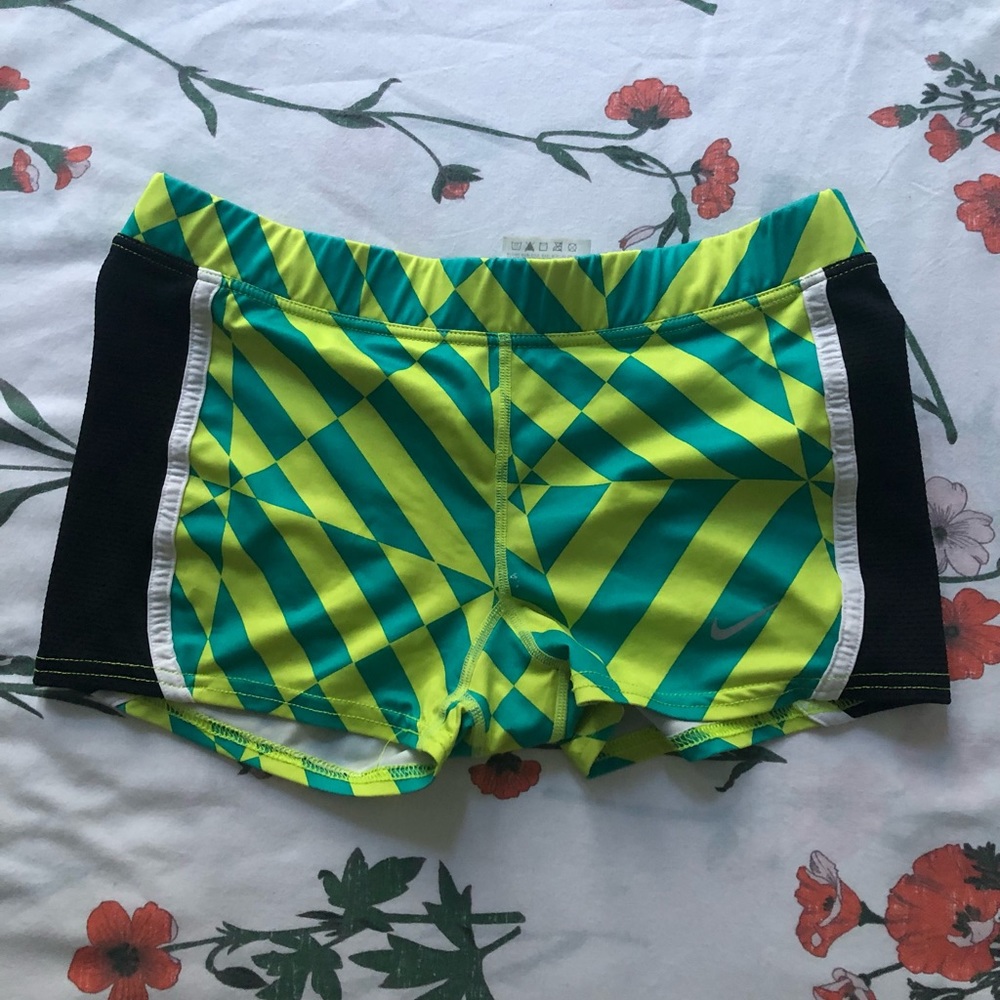 Nike fun patterned spandex running shorts